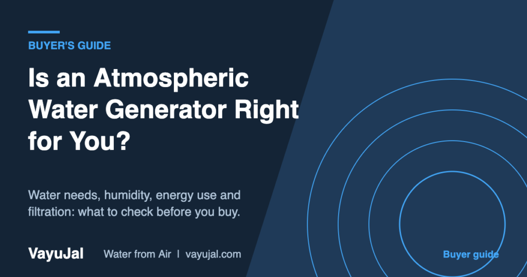 VayuJal graphic: buyer's guide to choosing an atmospheric water generator