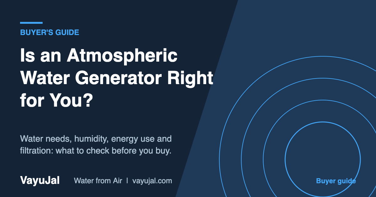 VayuJal graphic: buyer's guide to choosing an atmospheric water generator