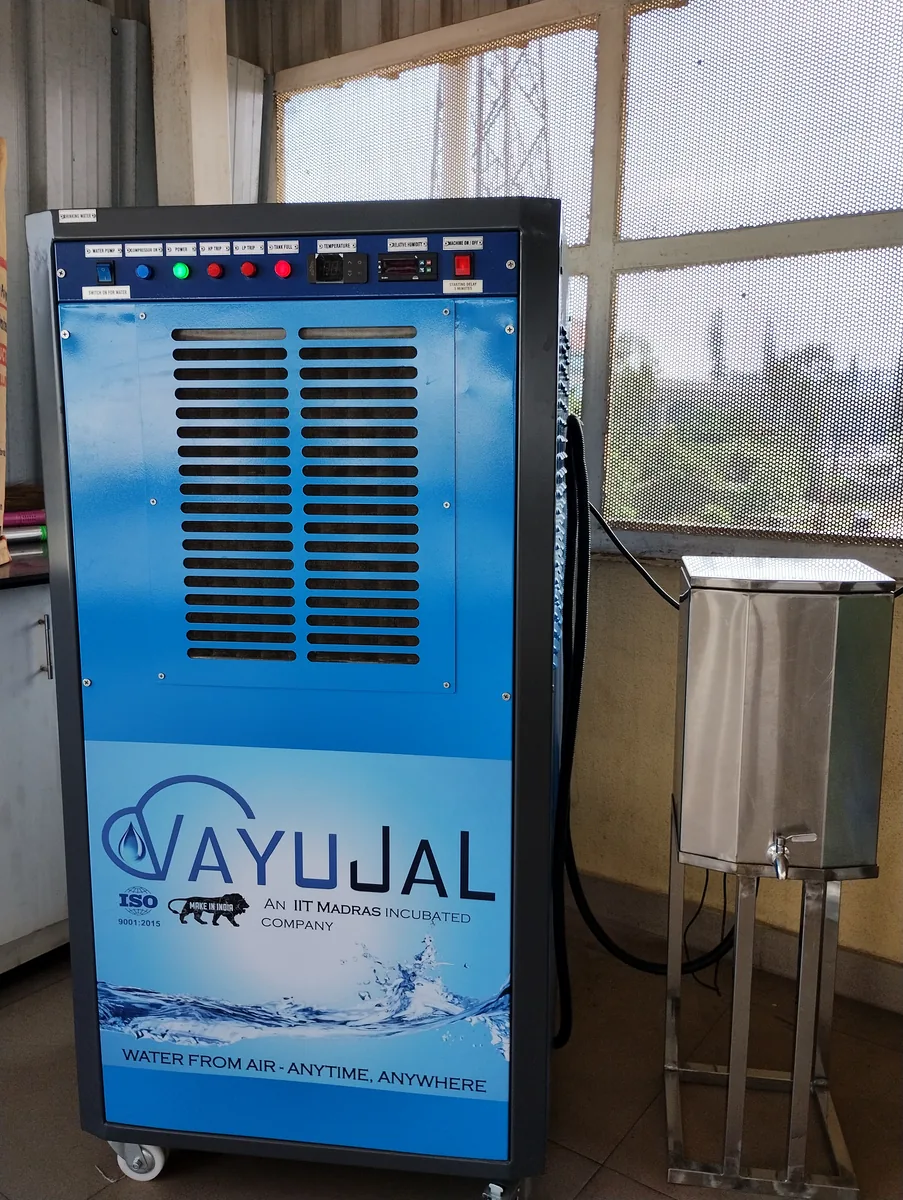 Vayujal water from air, Air to water, Sustainable source of drinking water with best energy efficiency
VayuJal water from air Airo Water Air to water unit for IT  Park, Corporate office