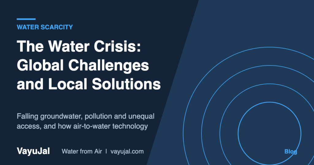 VayuJal graphic: the global water crisis and local air-to-water solutions